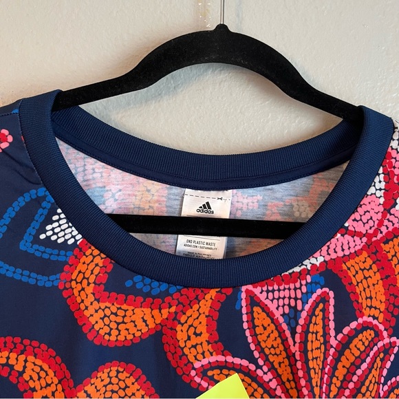Farm Rio & Adidas Collaboration GFX Blue Tee Tropical Print Plus Size 4X - Picture 5 of 8